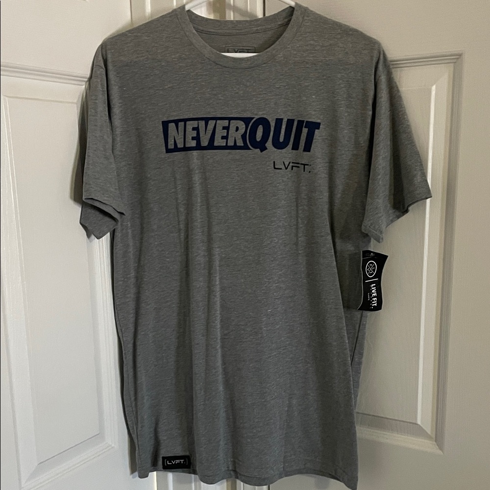 Gray 'Never Quit' Men's LVFT T-Shirt